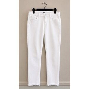Paige Verdugo Crop White Skinny Jeans Women's Size 28 Raw Hem Mid Rise
